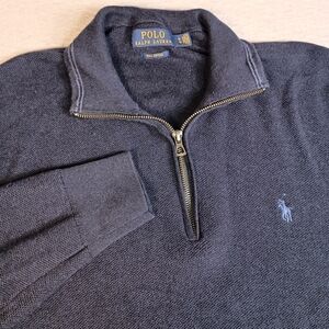 Polo Ralph Lauren Mens XL Blue 1/4 Zip Preppy Embroidered Pony Pullover Sweater